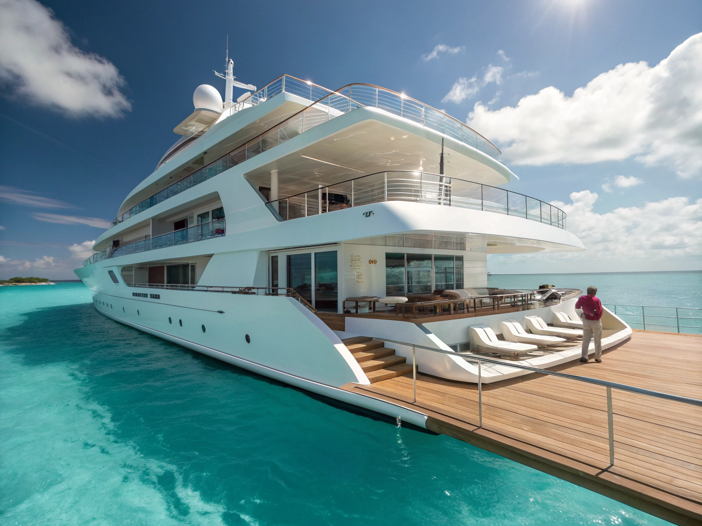 The Elysium 145 anchored with active beach club terrace